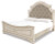 Ashley Realyn Chipped White King Upholstered Panel Bed with Mirrored Dresser and Nightstand