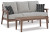 Ashley Emmeline Brown Beige Outdoor Sofa with Coffee Table
