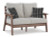 Ashley Emmeline Brown Beige Outdoor Sofa and Loveseat with Coffee Table