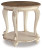 Ashley Realyn White Brown Oval Coffee Table with 1 Round End Table
