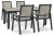 Ashley Mount Valley Driftwood Black Outdoor Dining Table and 4 Chairs