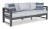 Ashley Amora Charcoal Gray Outdoor Sofa, Loveseat and 2 Lounge Chairs with Coffee Table and 2 End Tables