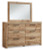Ashley Hyanna Tan Brown King Panel Headboard with Mirrored Dresser