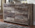 Benchcraft Derekson Multi Gray King Panel Bed with 2 Storage Drawers with Dresser