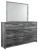 Ashley Baystorm Gray Twin Shelf Headboard with Mirrored Dresser and Nightstand