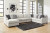 Ashley Huntsworth Dove Gray 5-Piece Sectional with LAF Loveseat / RAF Chaise and Ottoman