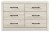 Ashley Cambeck Whitewash Full Panel Bed with 4 Storage Drawers with Dresser