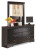 Ashley Huey Vineyard Black Twin Sleigh Headboard Bed with Mirrored Dresser