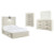 Ashley Cambeck Whitewash Full Panel Bed with 2 Storage Drawers with Mirrored Dresser and Chest