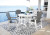 Ashley Crescent Luxe White Outdoor Dining Table and 4 Gray/White Arm Chairs