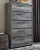 Ashley Baystorm Gray King Panel Headboard with Mirrored Dresser, Chest and 2 Nightstands