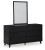 Ashley Danziar Black Queen Panel Bed with Mirrored Dresser and Nightstand