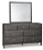 Ashley Caitbrook Gray King Storage Bed with 8 Storage Drawers with Mirrored Dresser, Chest and 2 Nightstands