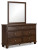Ashley Danabrin Brown King Panel Bed with Mirrored Dresser and Nightstand