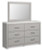 Ashley Cottonburg Light Gray White Queen Panel Bed with Mirrored Dresser