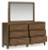 Ashley Cabalynn Light Brown Queen Upholstered Bed with Mirrored Dresser, Chest and Nightstand