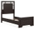 Ashley Covetown Dark Brown Twin Panel Bed with Mirrored Dresser and Nightstand