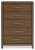 Ashley Cabalynn Light Brown Queen Upholstered Bed with Mirrored Dresser, Chest and 2 Nightstands