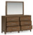 Ashley Cabalynn Light Brown Queen Upholstered Bed with Mirrored Dresser, Chest and 2 Nightstands