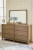 Ashley Cabalynn Light Brown Queen Upholstered Bed with Mirrored Dresser and Nightstand