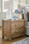 Ashley Cabalynn Light Brown Queen Upholstered Bed with Mirrored Dresser and Nightstand