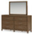 Ashley Cabalynn Light Brown Queen Upholstered Bed with Mirrored Dresser and Nightstand