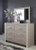Ashley Surancha Gray Queen Poster Bed with Mirrored Dresser, Chest and Nightstand