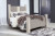 Ashley Surancha Gray Queen Poster Bed with Mirrored Dresser and Nightstand