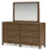 Ashley Cabalynn Light Brown Queen Panel Bed with Storage with Mirrored Dresser and 2 Nightstands