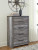 Ashley Bronyan Dark Gray Queen Panel Bed with Mirrored Dresser, Chest and Nightstand