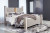 Ashley Surancha Gray King Poster Bed with Mirrored Dresser and Chest