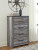 Ashley Bronyan Dark Gray King Panel Bed with Mirrored Dresser and Chest