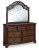 Ashley Lavinton Brown Queen Poster Bed with Mirrored Dresser
