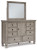 Harrastone Gray King Panel Bed with Mirrored Dresser, Chest and 2 Nightstands