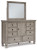 Harrastone Gray California King Panel Bed with Mirrored Dresser and Chest