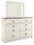 Ashley Willowton Whitewash California King Panel Bed with Mirrored Dresser and 2 Nightstands