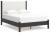 Ashley Cadmori Black White Queen Upholstered Panel Bed with Mirrored Dresser, Chest and Nightstand