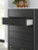 Ashley Cadmori Black White Queen Upholstered Panel Bed with Mirrored Dresser, Chest and Nightstand