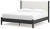 Ashley Cadmori Black White King Upholstered Panel Bed with Mirrored Dresser