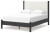 Ashley Cadmori Black White Queen Upholstered Panel Bed with Dresser