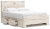 Benchcraft Lawroy Light Natural Queen Panel Bed with Mirrored Dresser