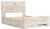 Benchcraft Lawroy Light Natural Queen Panel Bed with Mirrored Dresser