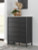 Ashley Cadmori Black Full Upholstered Bed with Mirrored Dresser, Chest and 2 Nightstands