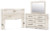 Benchcraft Lawroy Light Natural Queen Panel Headboard with Mirrored Dresser