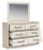 Benchcraft Lawroy Light Natural Full Panel Headboard with Mirrored Dresser, Chest and Nightstand