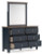 Ashley Landocken Brown Blue Full Panel Headboard with Mirrored Dresser