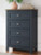 Ashley Landocken Brown Blue Full Panel Headboard with Mirrored Dresser and Chest