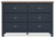 Ashley Landocken Brown Blue Full Panel Headboard with Dresser and 2 Nightstands