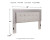 Ashley Zyniden Silver King Upholstered Panel Headboard with Mirrored Dresser and Nightstand