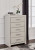 Ashley Zyniden Silver King Upholstered Panel Headboard with Mirrored Dresser and Chest